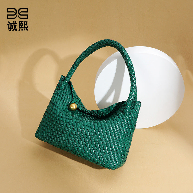 跨境时尚爆款手工编织包包女小众设计单肩腋下包高级感复古饭盒包