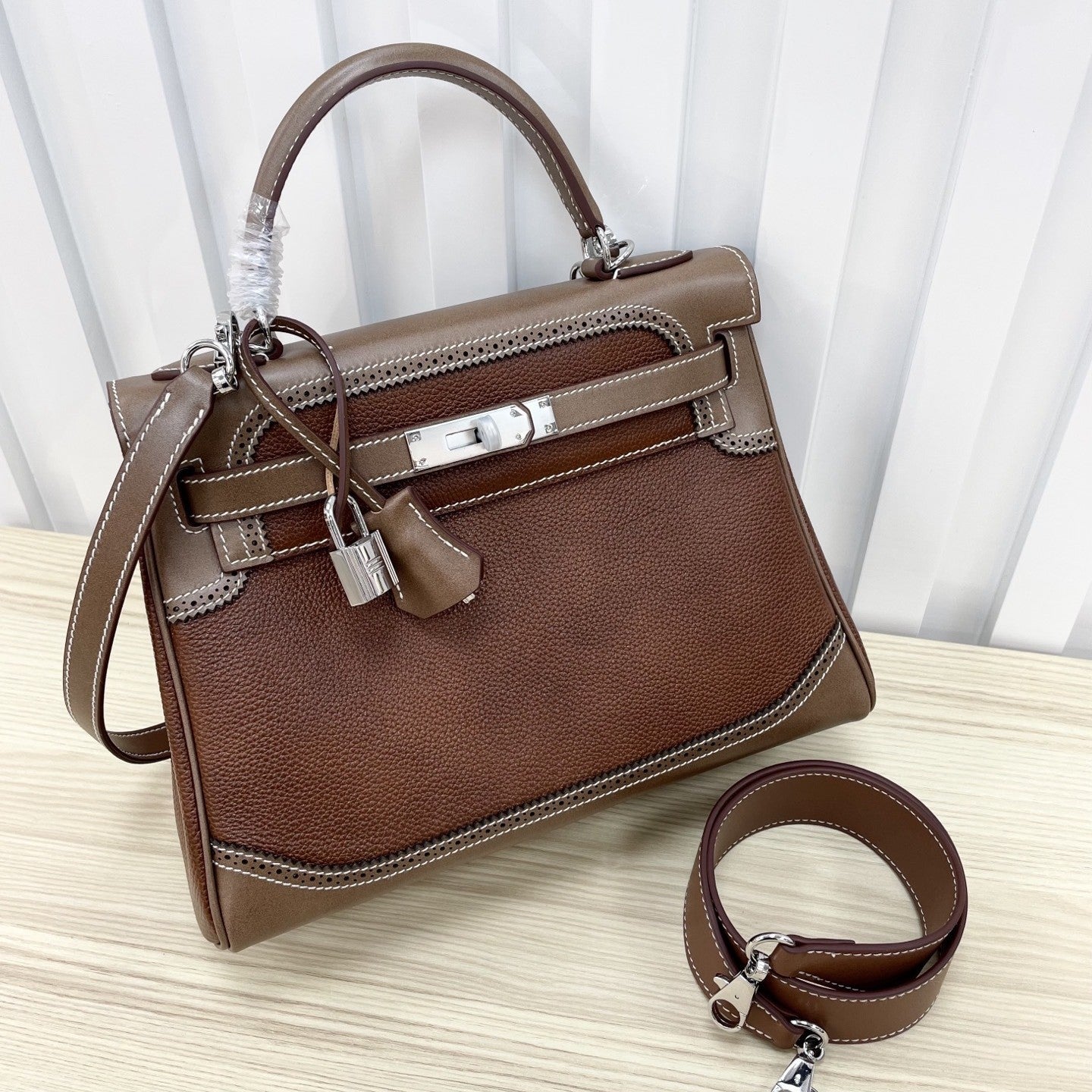 进口Swift皮lakis凯莉包双拉链28手提包高级感真皮手提女包单肩包