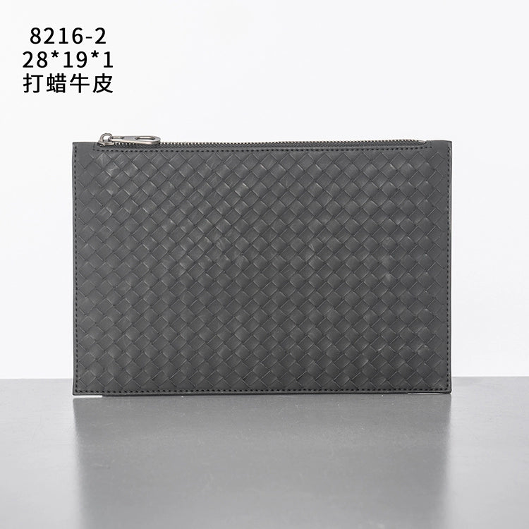 X&BV2021新款男士包包手拿包真皮休闲超薄编织信封时尚潮流手包男