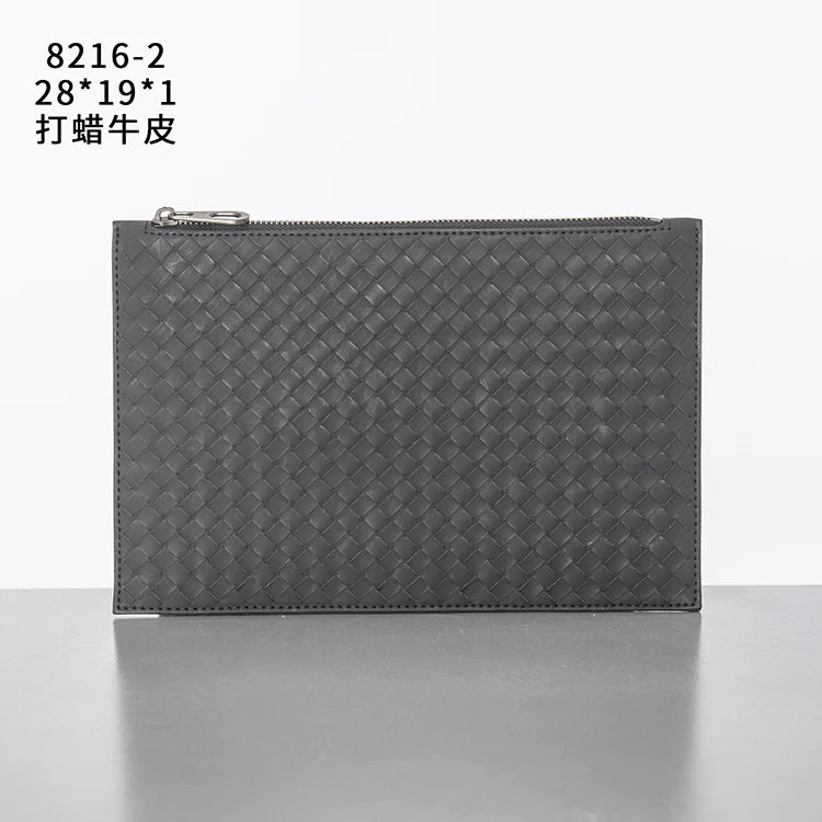 X&BV2021新款男士包包手拿包真皮休闲超薄编织信封时尚潮流手包男