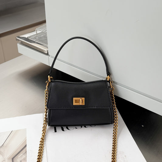 头层牛皮凯莉腋下包真皮托特包软皮手提包链条法棍包时尚斜挎包女