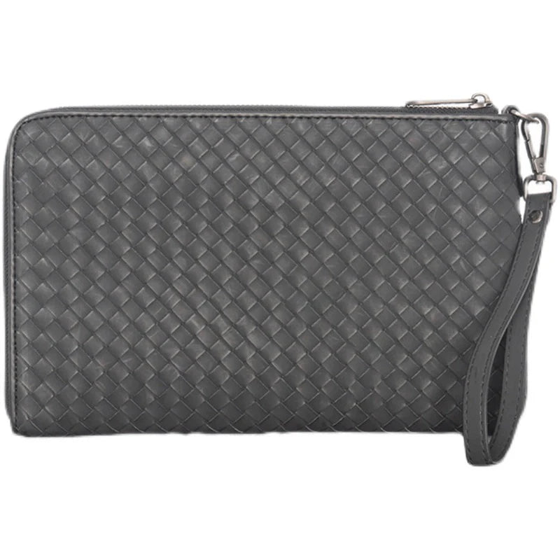 X&BV新款编织手包男真皮大容量商务休闲编织手拿包潮牌夹包手抓包