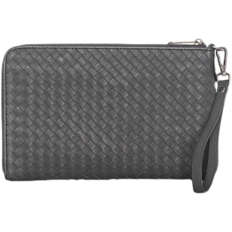 X&BV新款编织手包男真皮大容量商务休闲编织手拿包潮牌夹包手抓包