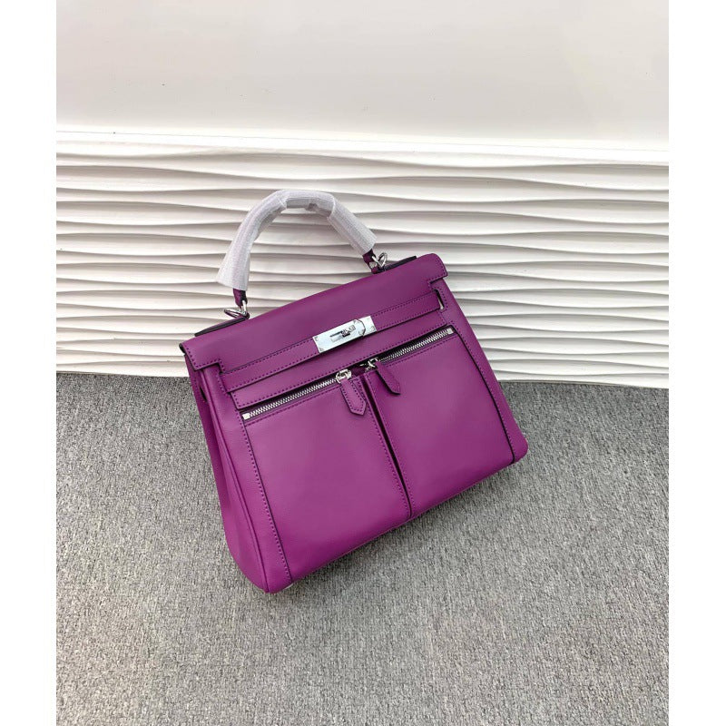 大牌仿牌新款swif双肩带凯莉包牛皮女包单肩斜挎手提包包一件代发