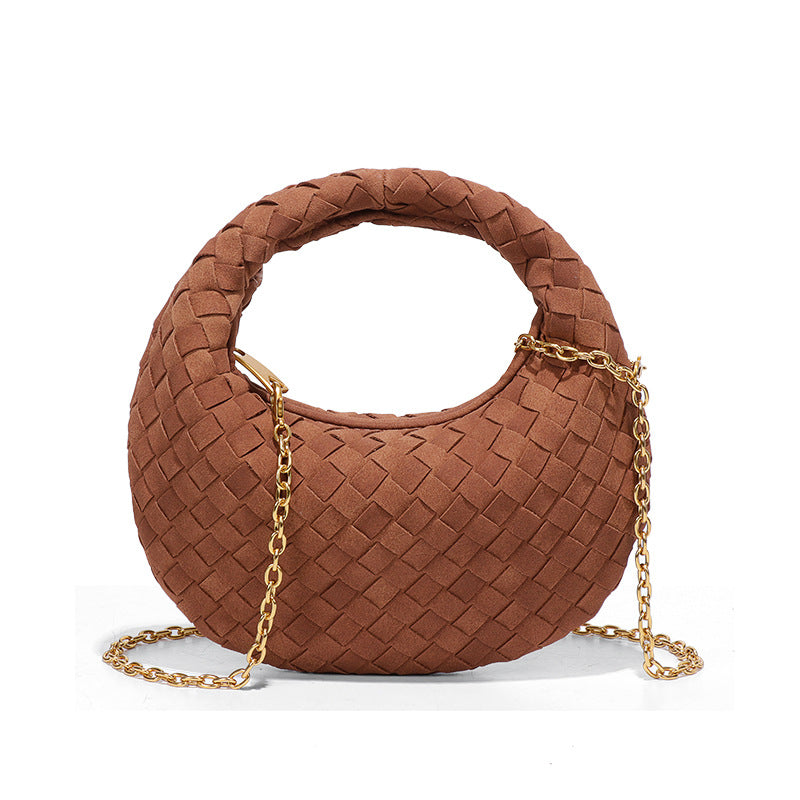 韩版潮流迷你可爱手拿包秋冬磨砂手工编织小包单肩百搭斜挎包包女