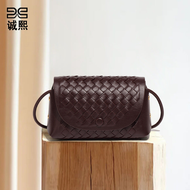 通勤百搭质感小包包清新时尚潮流手工编织包小众复古单肩斜跨女包