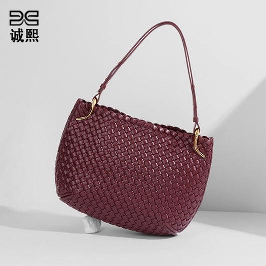 2024秋冬新款个性女包手工编织包大容量潮流单肩包质感时尚腋下包