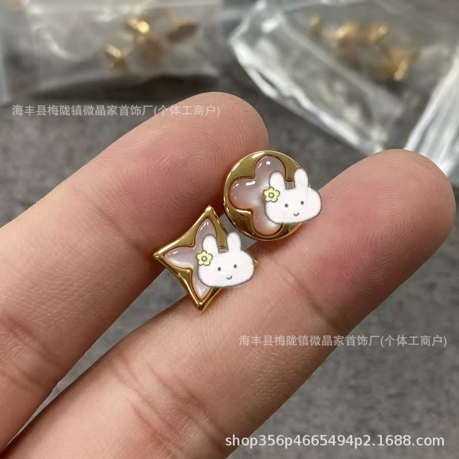 高版驴家老花白贝母手链菱形贝母天河石项链S925银镀18K玫瑰金