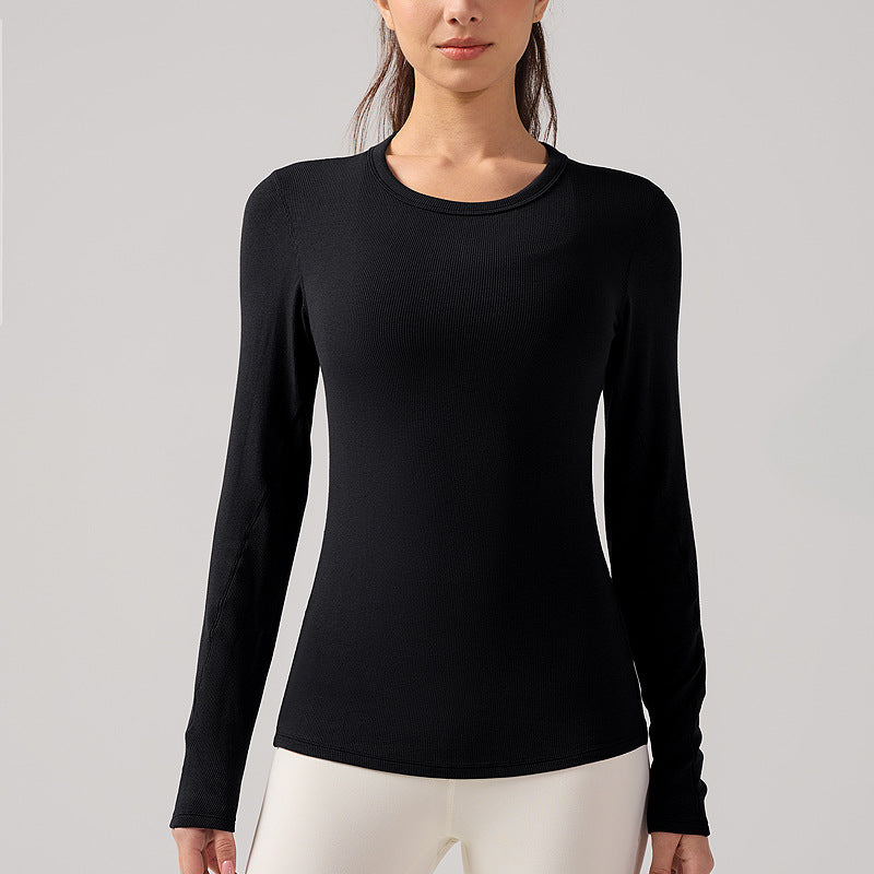 Nulr圆领长袖女裸感贴合健身T恤透气速干抗菌瑜伽服显瘦运动上衣
