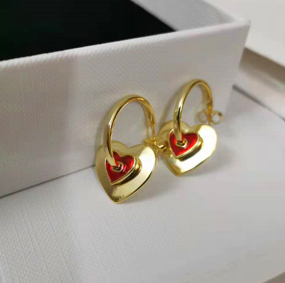巴黎家爱心C形耳环法式可拆卸时尚气质耳饰品一款二戴心形耳钉
