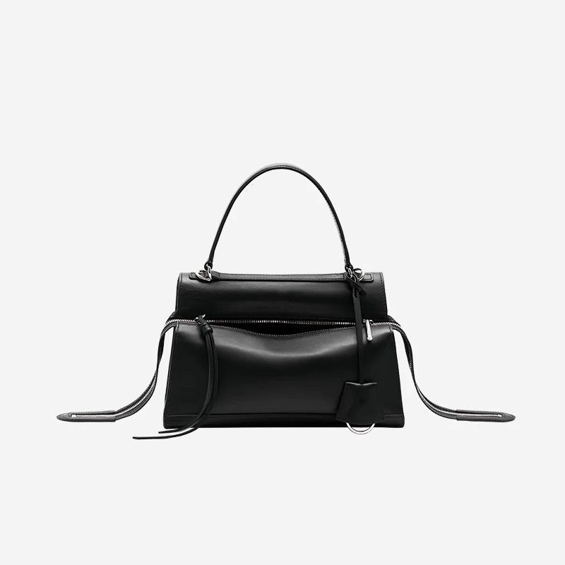 韩版复古R66系列真皮轻奢手提饭盒包单肩斜挎盒子包包女一件代发