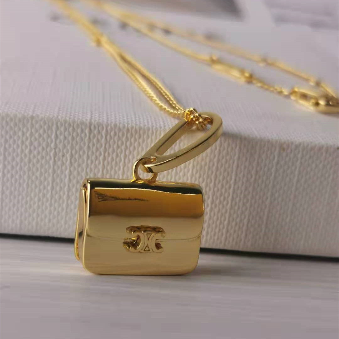 厂家直销赛家2021新款包包项链女CELI风高级感欧美镀24K金锁骨链