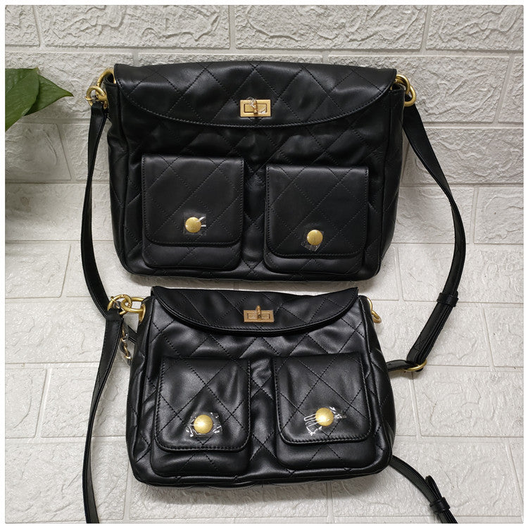 2025新款小香风包包百搭嬉皮hobo邮差包真皮斜挎包女大容量单肩包