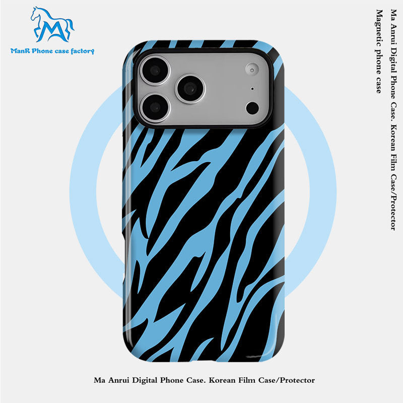 个性创意斑马纹菲林二合一适用苹果17pro手机壳iPhone16防摔套DIY