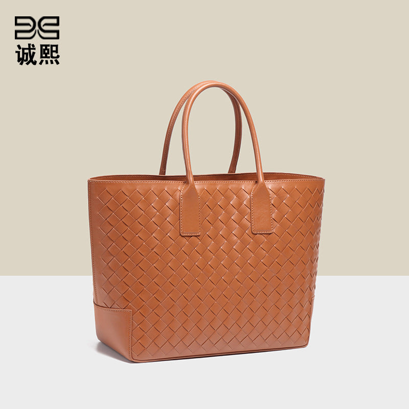 新款潮流大容量手提包通勤百搭手工编织女包跨境高级感子母托特包