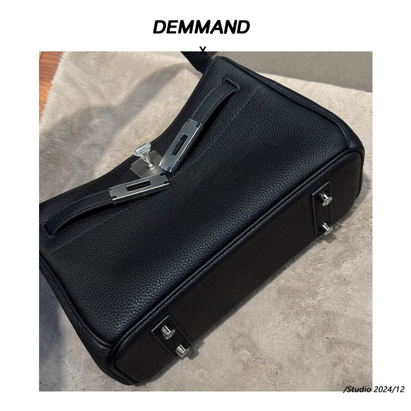 高级感凯莉腋下女包秋冬新款头层牛皮通勤百搭复古单肩斜挎小方包