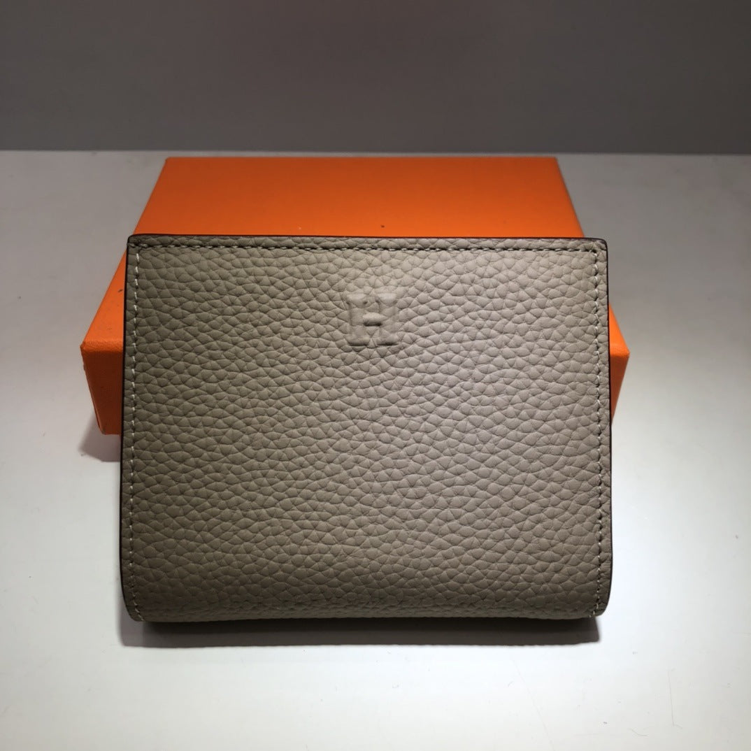 H家荔枝纹短款钱包 多功能凯莉链条包零钱包一体单肩斜挎小方包女