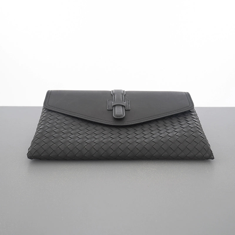 X&BV手包男真皮休闲商务编织青年潮流手抓包夹包信封包男士手拿包