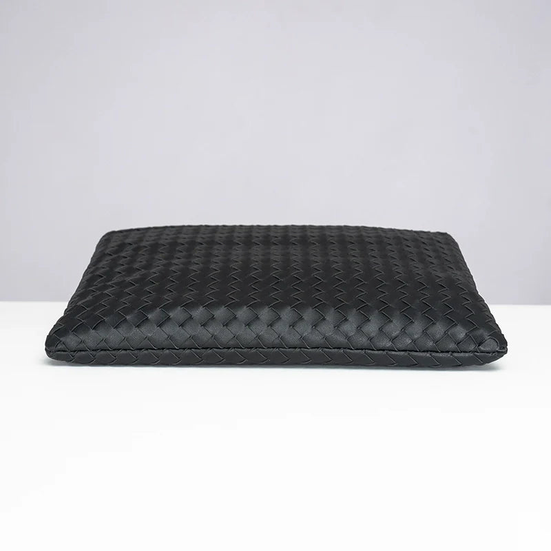 X&BV手包男真皮男士手拿包大容量商务休闲编织手抓包夹包信封包男