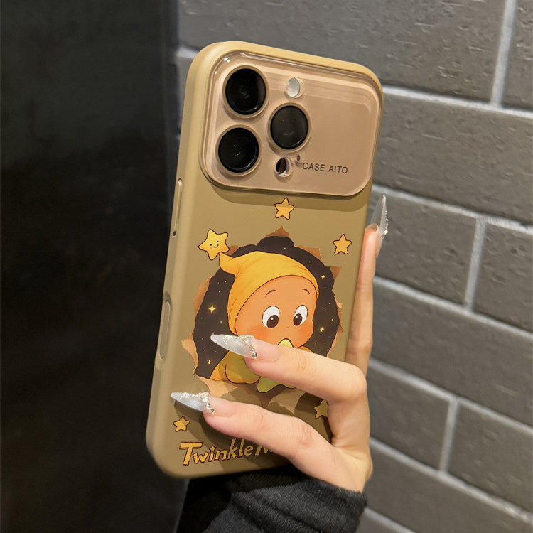 睡帽星星人跨境液态大视窗适用苹果17Promax手机壳iPhone16软硅胶