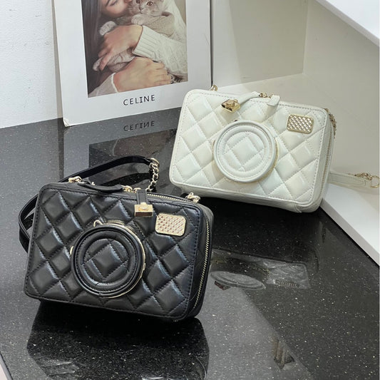 2024小香风包包进口小羊皮相机包斜挎包女小包包迷你手机包口红包