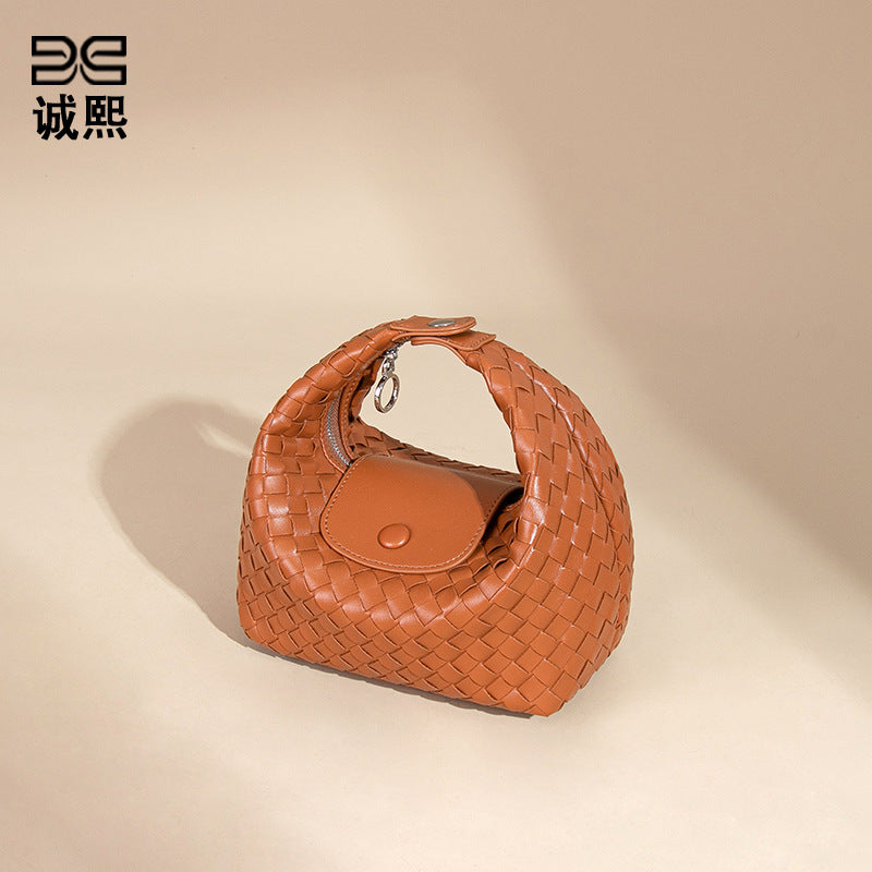 2025新款手工编织饺子包龙襄包手拎单肩女包小众百搭手提斜挎包包