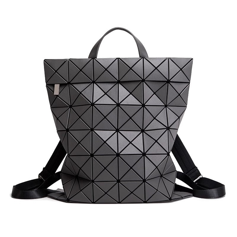 日韩新款男女通用几何菱格双肩包学生书包大容量电脑包旅行背包潮