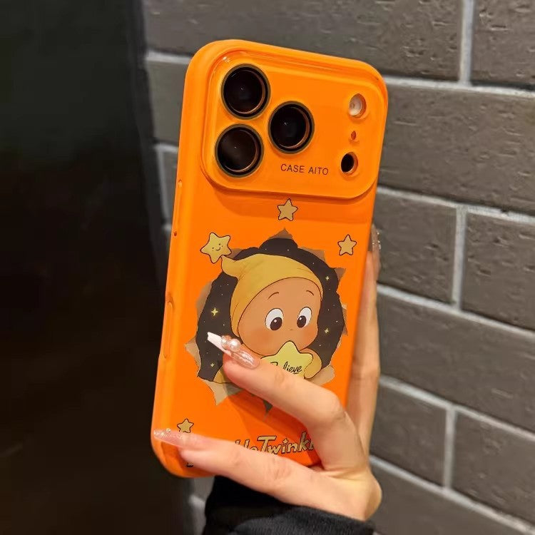 睡帽星星人跨境液态大视窗适用苹果17Promax手机壳iPhone16软硅胶
