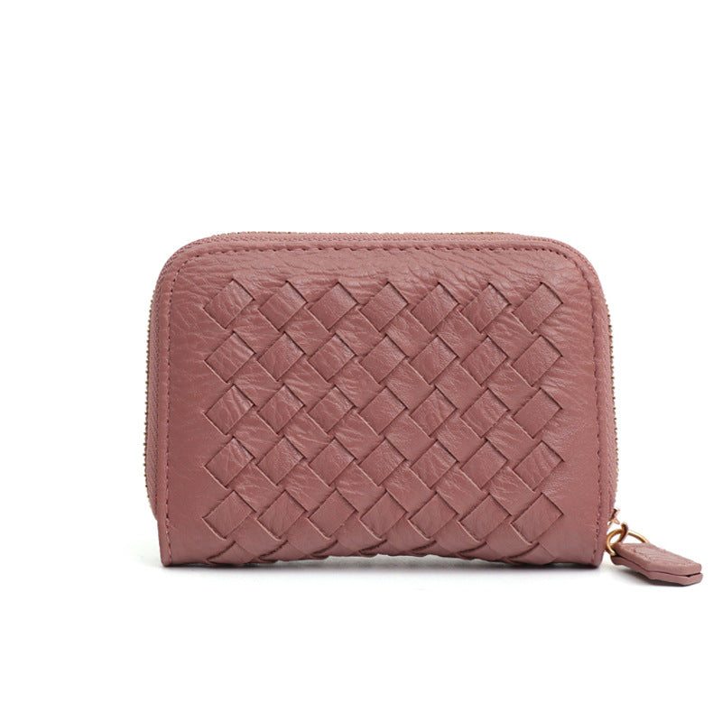 2025新款时尚零钱包卡包女手工编织多隔层多卡位银行卡卡包收纳包