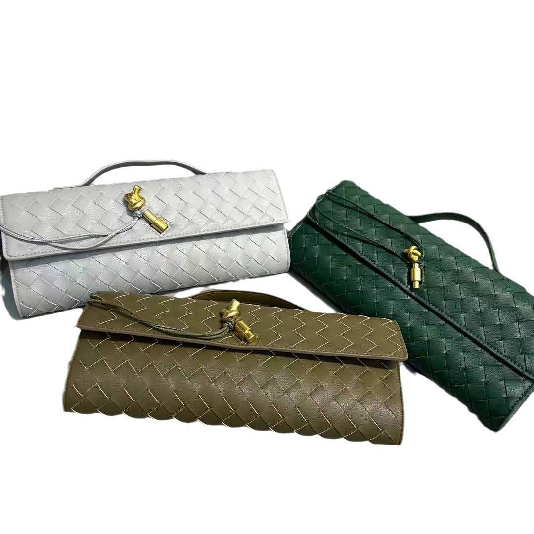 2024新款编织晚宴包牛皮手提包高级横款手提包单肩斜挎包优雅