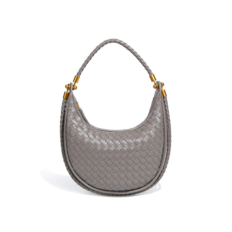 新款手工编织女包个性百搭月牙包手提高级感新月饺子包单肩腋下包