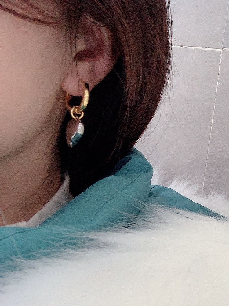 巴家耳环爱心耳坠法式桃心心形可拆卸个性简约时尚一款俩戴耳圈