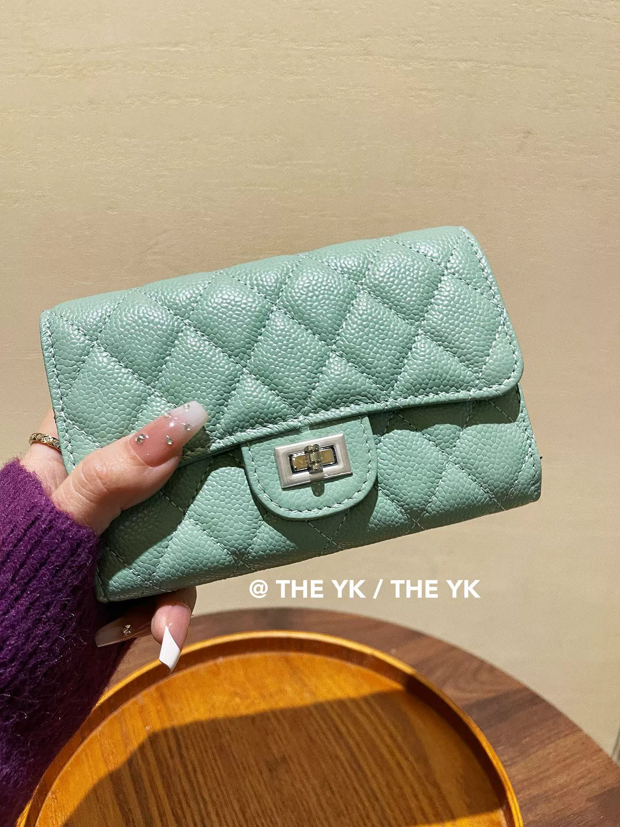 真皮小香风中长款钱包女士精致鱼子酱钱包护照包硬币包驾驶证件包
