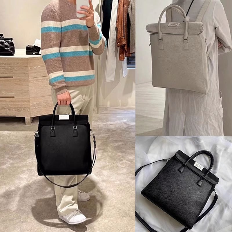 马吉LaMM6多功能5AC通勤包皮拼帆布大容量休闲单肩斜挎双肩电脑包