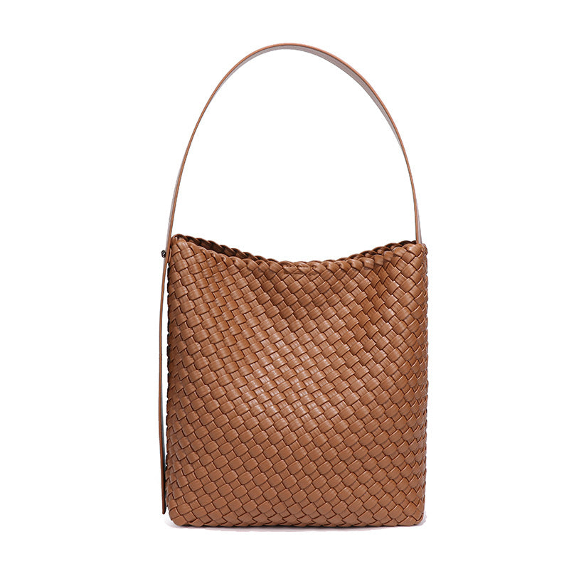 2025秋冬新款大容量水桶包编织女包单肩腋下包韩版潮流子母托特包