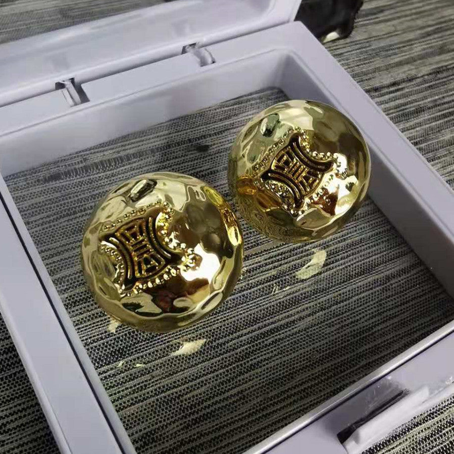 赛家新款凯旋门半球耳夹铜电镀18K金复古中古vintage风耳环无耳洞