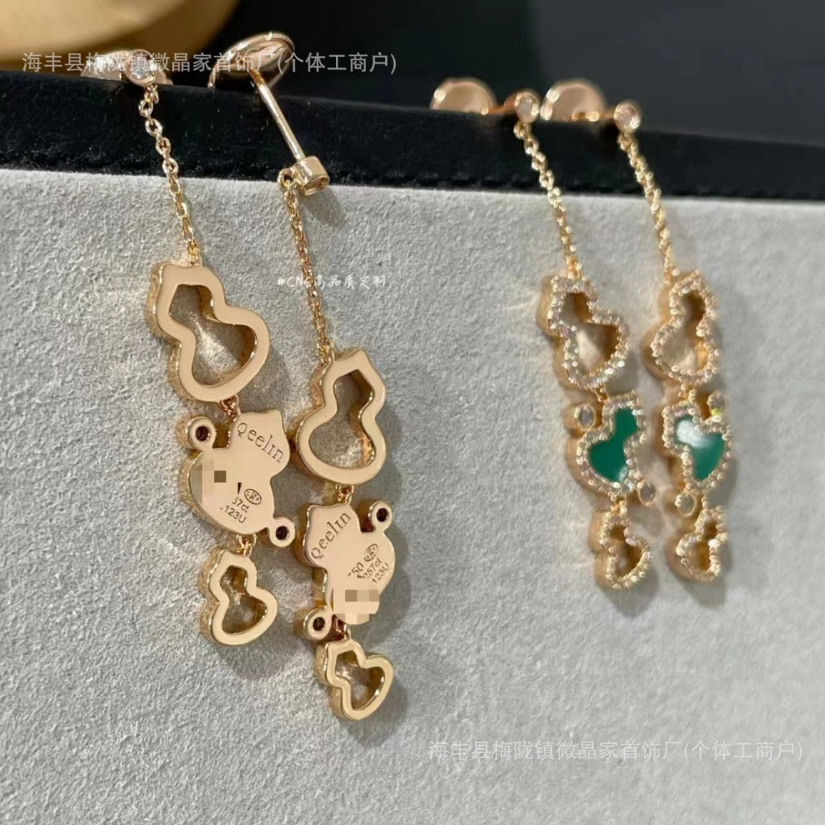 高版本CNC麒麟三葫芦项链天然绿翡翠红玉髓S925银镀18K厚金项链