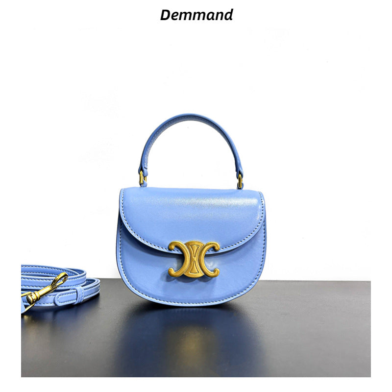 2023新款头层牛皮凯旋门手提包真皮马鞍包时尚百搭单肩斜挎小包包