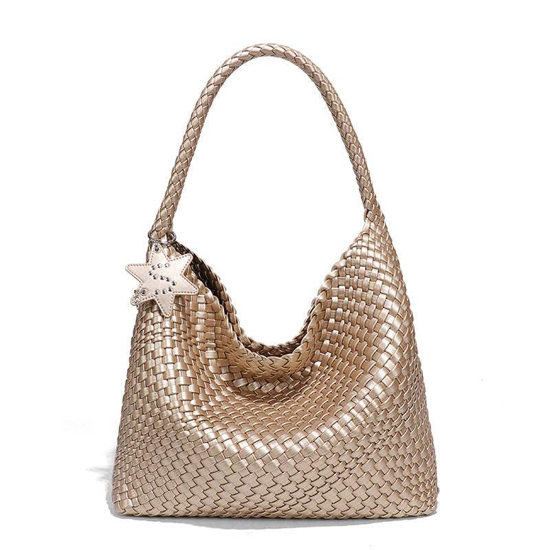 工厂定制大容量单肩腋下托特包时尚手工编织包女士手提百搭子母包