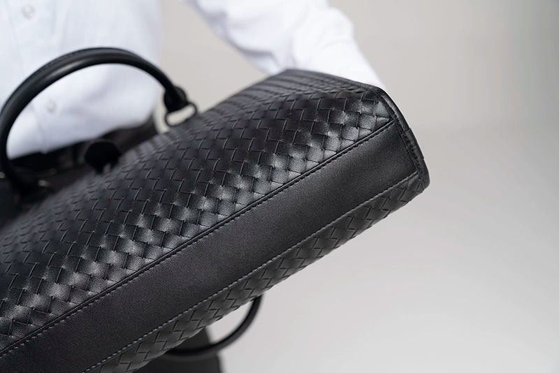 x&bv公文包男士手提包商务休闲编织男包电脑包真皮大单肩斜挎包男