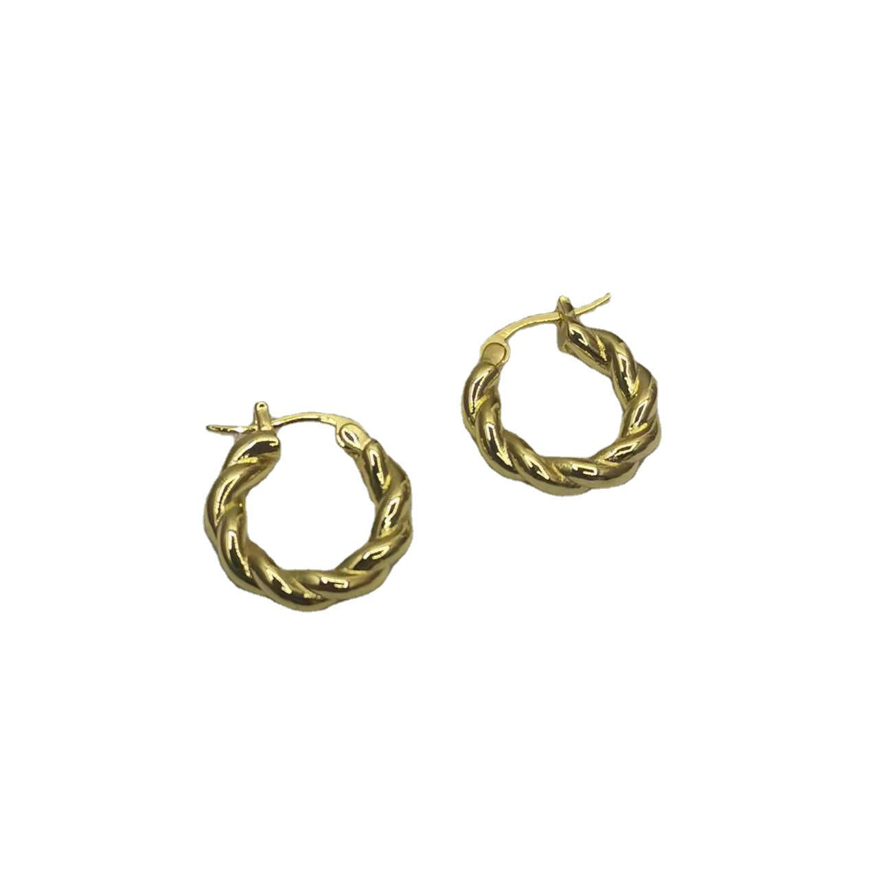 BV家21新款麻花耳环女高级感简约百搭光面环形扭扭耳扣几何小耳圈