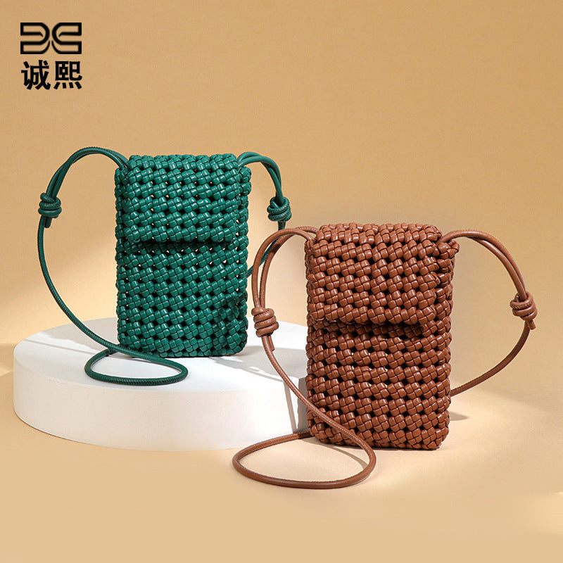 韩版时尚小众风车结编织手机包轻便百搭镂空单肩小包百搭斜挎女包