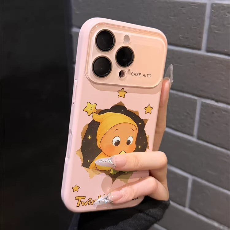 睡帽星星人跨境液态大视窗适用苹果17Promax手机壳iPhone16软硅胶