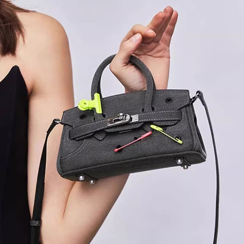 小众恶搞铂金包包女ins潮迷你牛仔帆布辣妹包高级感单肩斜挎包