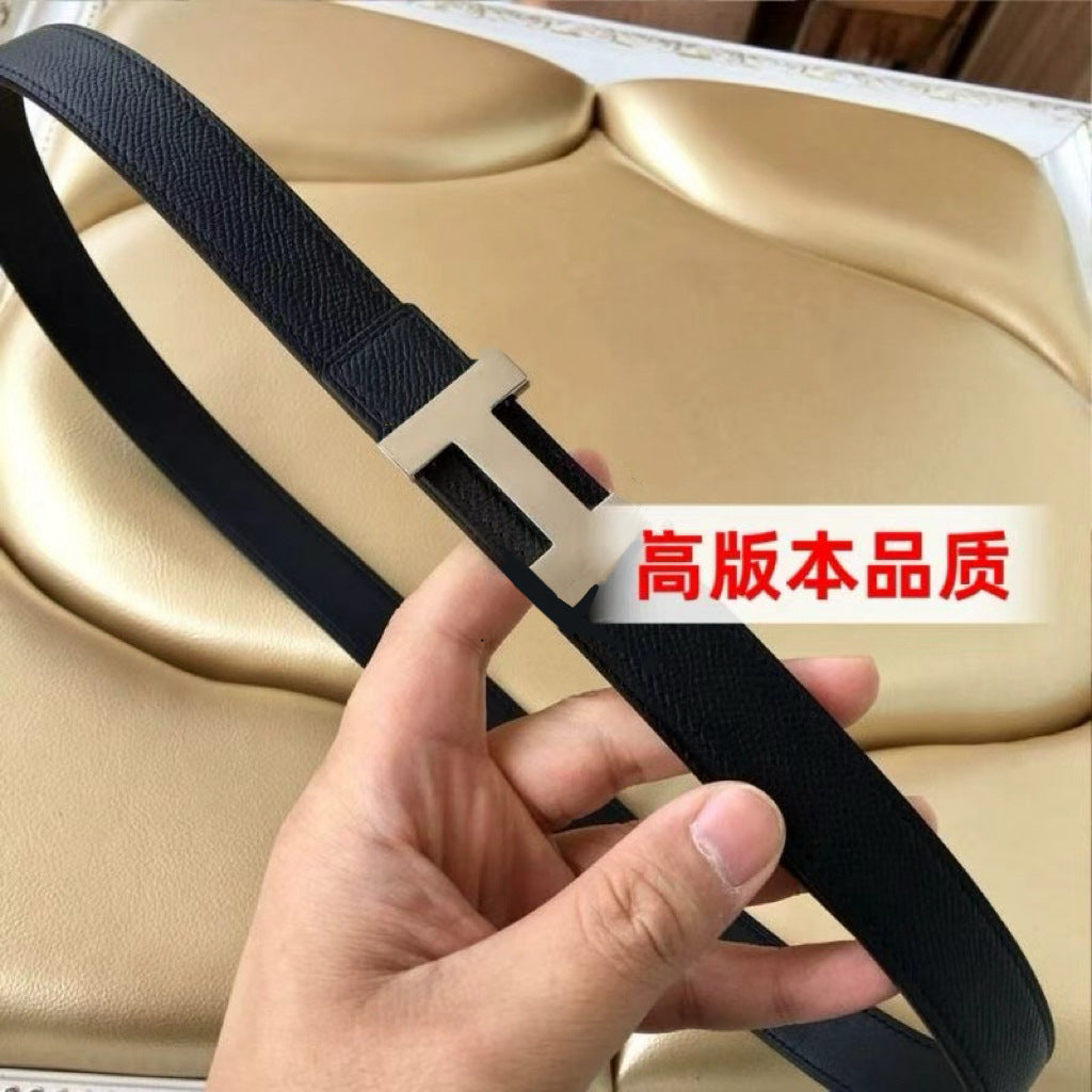 H扣女士皮带端真皮双面商务休闲牛仔裤腰带高级感新款头层牛皮