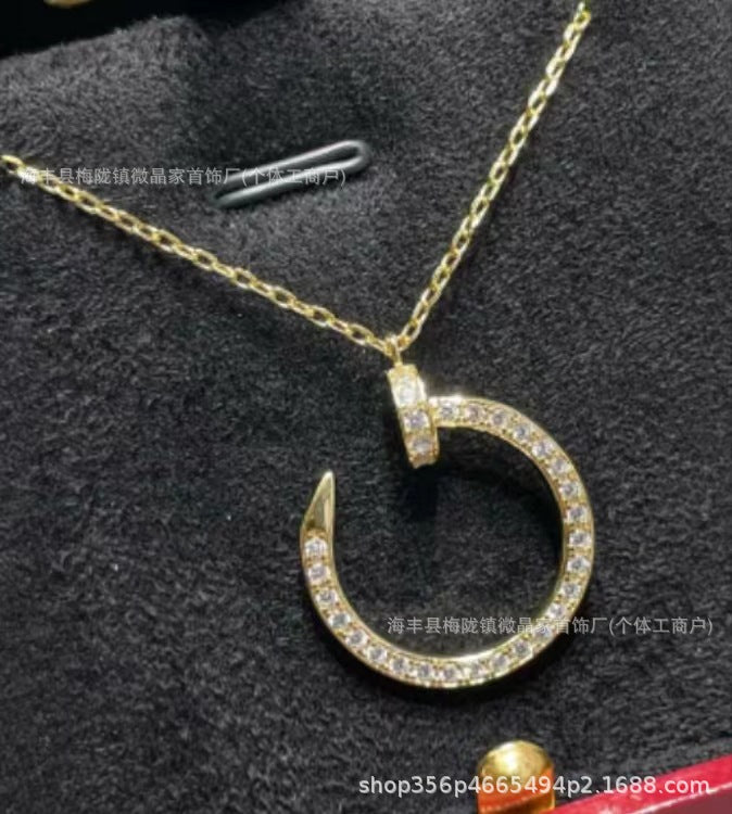 高版本卡家满钻钉子项链女潮流轻奢名媛同款高级感锁骨链厂家直销