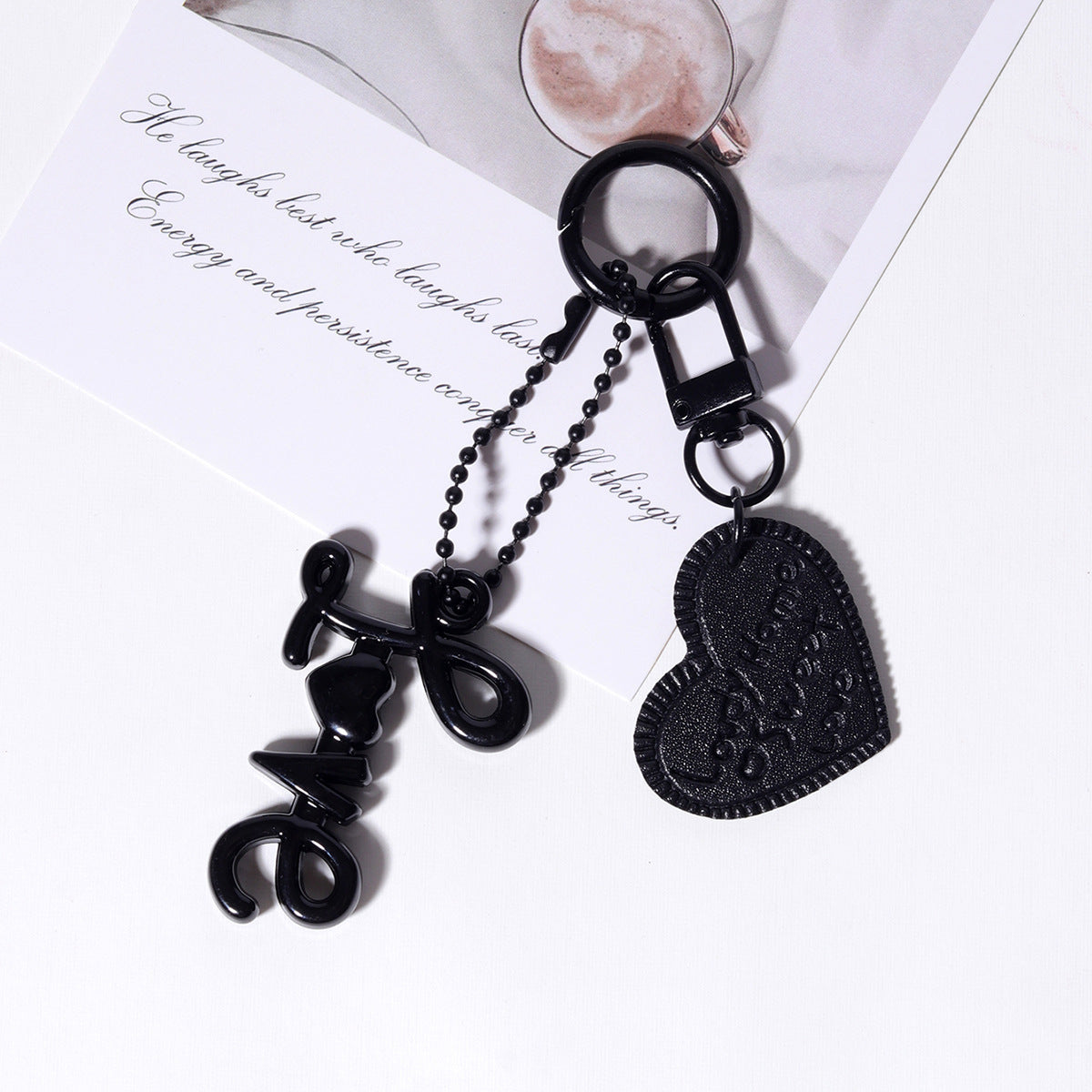 跨境热销磨砂质感亚克力包包挂件杯子挂饰挂件扎带时尚热销桃心