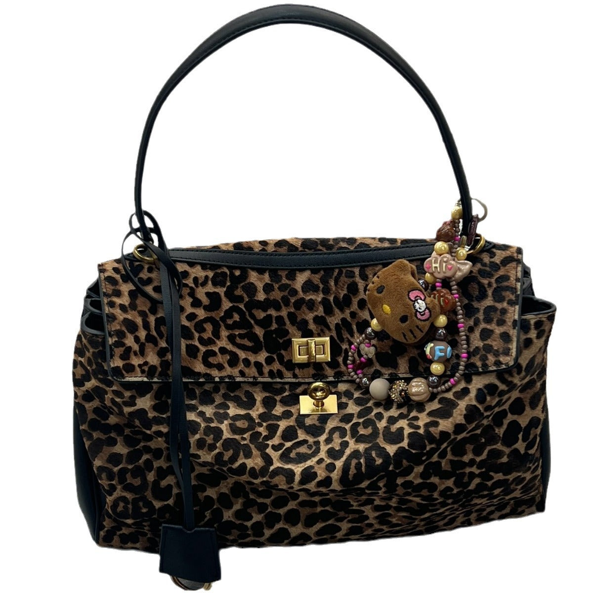 高级感包包女2024新款大容量豹纹托特包马毛手提单肩斜挎凯莉包潮