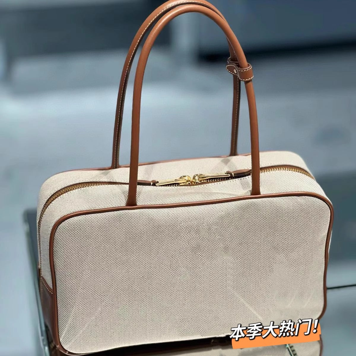 24新款缪家M帆布公文包托特包tote保龄球包手提大容量女士缪同款