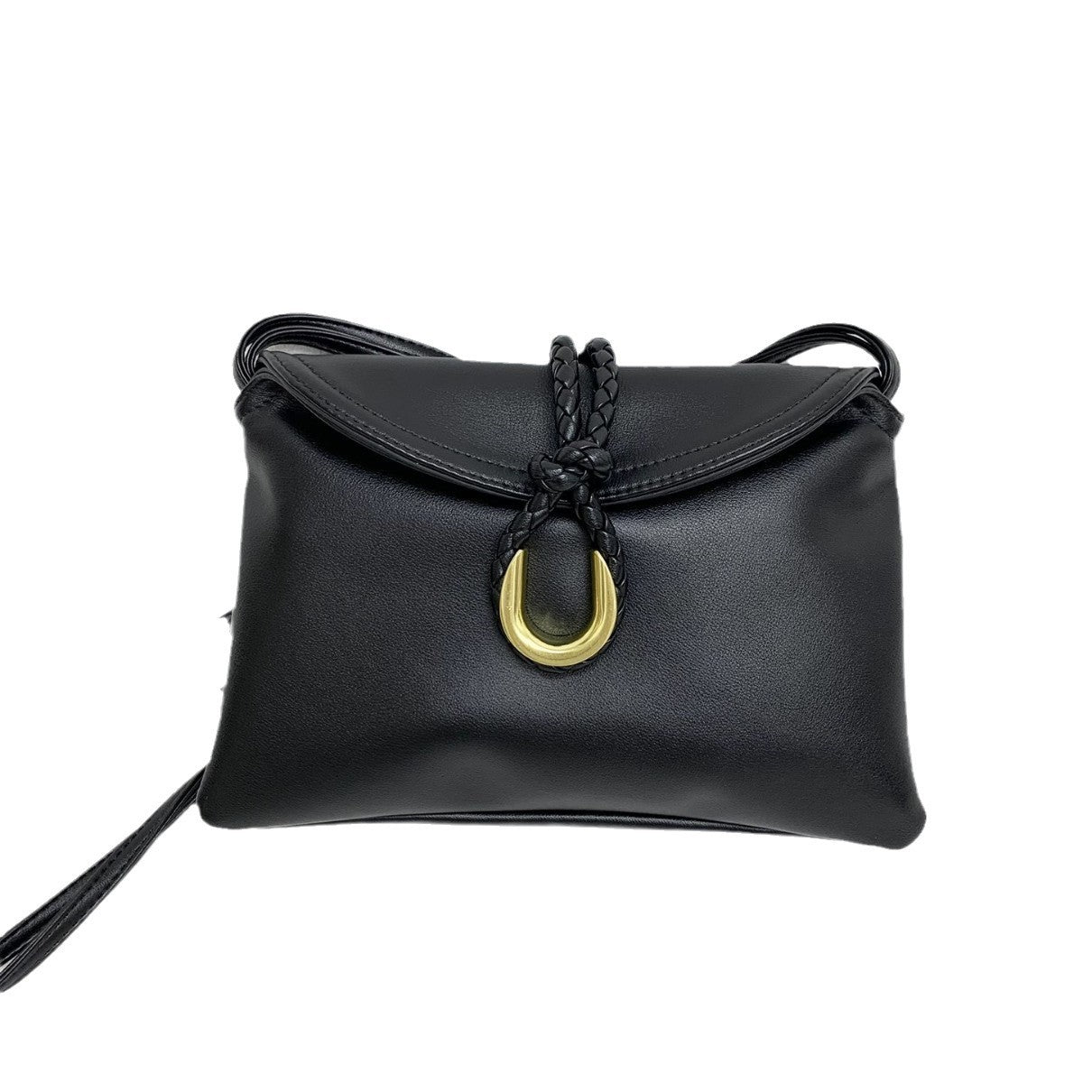 24新款植鞣牛皮编织绳扣女包单肩斜挎包高级质感女手拿腋下包包